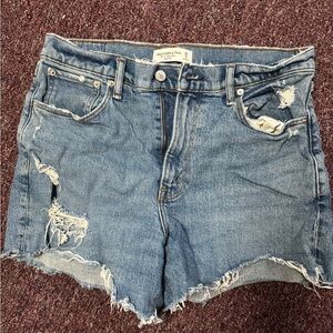 Abercrombie & Fitch Blue Ripped Jean Shorts